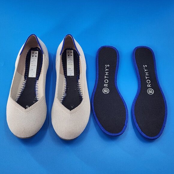 ROTHY'S The Flat Round Toe Flax Birdseye Cream/Gray Comfort Ballet Flats - Picture 6 of 9